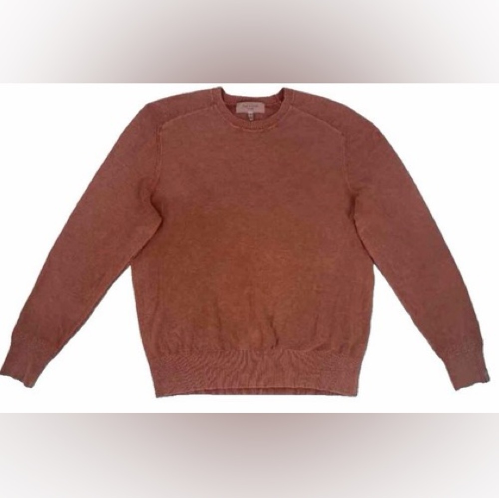 rag & bone Men’s Cotton Crewneck Sweater – Size S – Rust / Burnt Orange